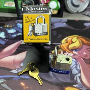 NOS Vintage Master Lock Vorhängeschloss Maximale Sicherheit, #3, Hergestellt in den USA Schloss, mit 2 Schlüsseln - Bild 1 von 4