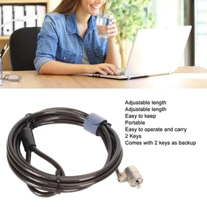 Laptop Lock Theft Proof 2 Keys Length Adjustable PVC Portable Computer Security⊹ - Picture 1 of 12