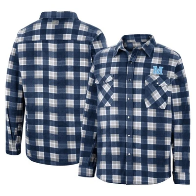 Men's Colosseum Navy/White Maine Black Bears Ellis Plaid Full-Snap Shirt Jacket - Image 1 of 3