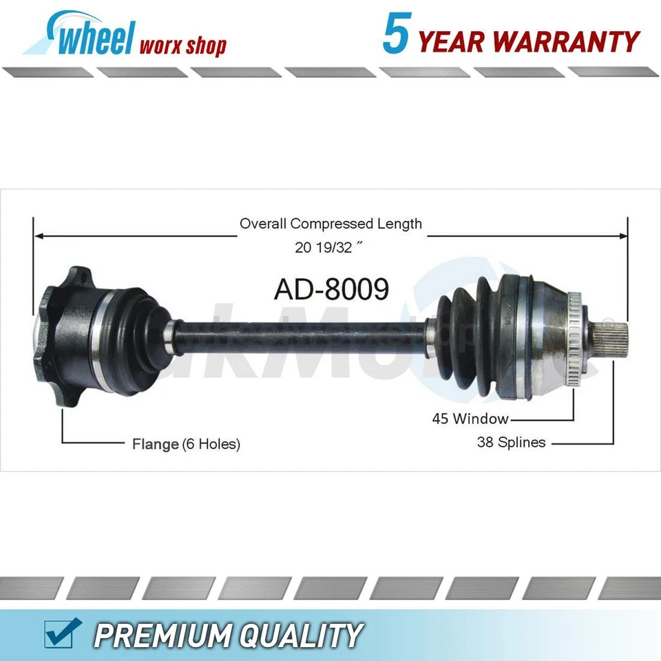 Front Right CV Axle Shaft for Audi A8 3.7L 1997-2000, for Audi S8 4.2L 2001-2003 - Image 1 of 1