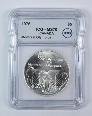 1976 Canada 5 Dollars Silver Montreal Olympics Boxing MS70 ICG - Image 1 of 4