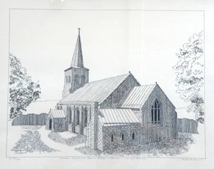 CHARLES S. KOVACH "CHURCH of SAINT PETER" DRAWING BROWNSVILLE PA SIGNED 1976 VTG - Picture 1 of 8