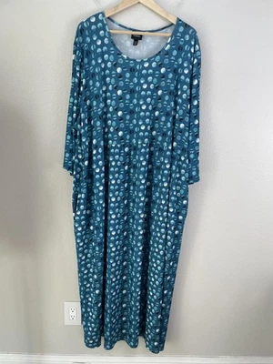 Ulla Popken Dress Womens 24 26 Polka Dot Pocket Maxi Long Sleeve Boho Lounge - Image 1 of 4