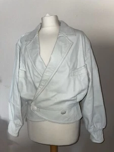 Leather Jacket Very Light Grey 70’s Style Sz 10 12 By Roth Made In West Germany - Picture 1 of 10
