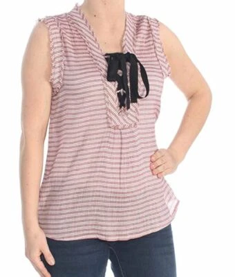 Camiseta sin mangas William Rast para mujer pequeña rosa a rayas Aurora con cordones NUEVA Foto 1 de 4