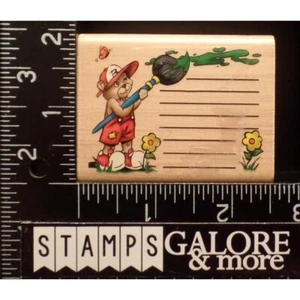SKY KIDS RUBBER STAMPS TEDDY BEAR BOY PAINT BRUSH FLOWERS JOURNALING #T42 - Picture 1 of 2