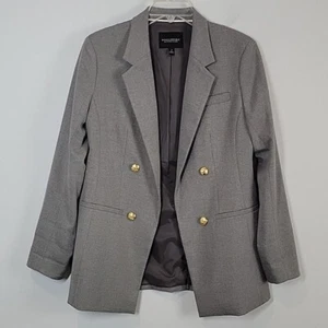 Blazer Banana Republic Doble Pecho Boyfriend Gris Talla 4 Botones Cresta Dorada - Imagen 1 de 7