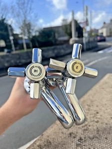 UNUSED ART DECO STYLE 1934 BATH HOT & COLD KITCHEN BASIN SINK CROSS HANDLE TAPS - Picture 1 of 16
