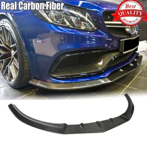 For Mercedes W205 C63 Coupe 2-Door 2015-20 Real Carbon Front Bumper Lip Spoiler - Picture 1 of 12