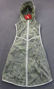 NIKE Women Volt Green  White LIGHT TECH HOODED FULL ZIP RUNNING VEST NWT XS $150 - Picture 1 of 4