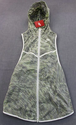 NIKE Women Volt Green & White LIGHT TECH HOODED FULL ZIP RUNNING VEST NWT M $150 - Image 1 of 4