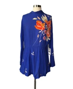 Nuevo con etiquetas Vestido Túnica Floral Espalda Abierta Free People Talla XS Azul Informal - Imagen 1 de 9