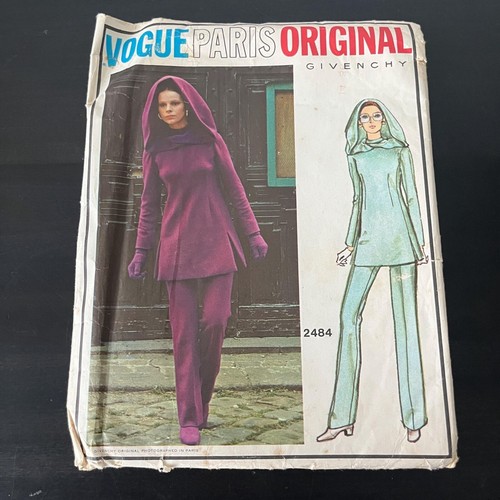 Pantaloni tunica Vogue 2484 Givenchy cappuccio taglia 14 NON TAGLIATI Vogue Paris modello originale