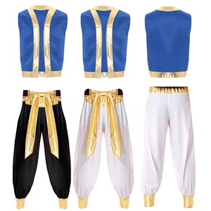 Hombres Chaleco Con Pantalones Largos Frente Abierto Traje de Baile Festival Juego de Rol Prendas Exteriores - Imagen 1 de 33