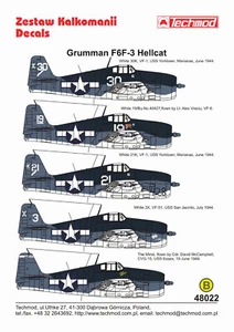 Grumman F6F-3 Hellcat - 1944 - 48022- decals - Zdjęcie 1 z 2