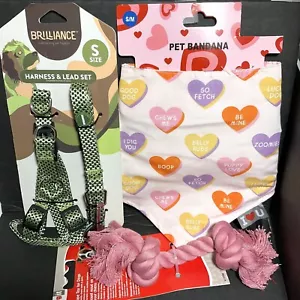 Small Dog Harness & Lead Set + Bandana (S/M) + Rope Toy - All 3 one money - NEW - Picture 1 of 9