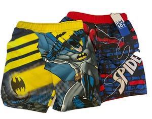 Batman & Spiderman Boys Swim Trunks Marvel Dreamwave Two Pair Size 4 UPF 50+ - Picture 1 of 12