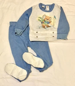 vintage curity two piece sleeper ski koala pajamas size 2 1987 - Picture 1 of 4