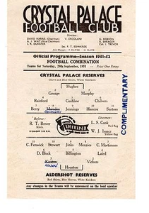 Crystal Palace v Aldershot Reserves Programme 29.9.1951 - Picture 1 of 2