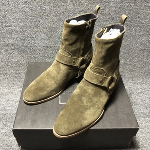 Western Zipper Men's Chelsea Ankle Boots Real Suede Leather Business Party Dress - Picture 1 of 38