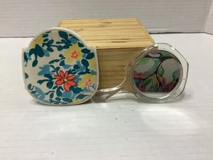 Vintage Mini Hand Mirror Lucite Clear 2 sided With Protective Case - Picture 1 of 10