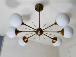 Modern Handcrafted 6 Light Beautiful Sputnik Chandelier Mid Century Ceiling Ligh - Picture 1 of 7