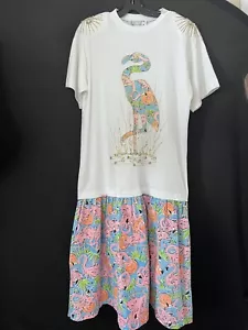 Key West Hand Print Fashions Vintage Embellished Flamingo Island Dress Flamingos - Picture 1 of 24