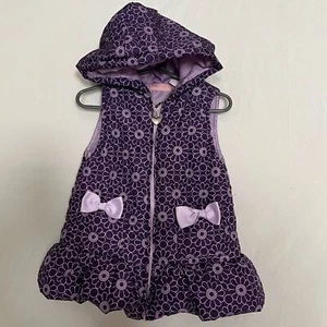 Girls head quarter puffy hooded vest size 5 purple with front pockets - Picture 1 of 8