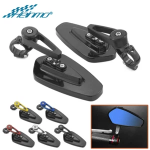 Motorcycle Side Rearview Mirrors Universal 7/8" Handle Bar End For Honda Yamaha - Picture 1 of 6