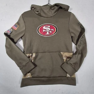 San Francisco 49ers Hoodie Boys Olive Green Logo Pockets Fleece Lined Pullover - Picture 1 of 12