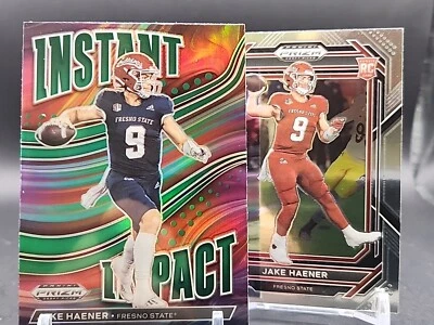 Jake Haener - 2023 Prizm Draft Picks - Green Instant Impact And Base - Fresno St - Image 1 of 3