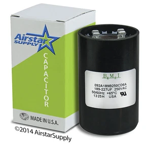 189-227 uF x 220 / 250 VAC  BMI # 092A189B250CD6A Motor Start Capacitor  USA - Picture 1 of 6