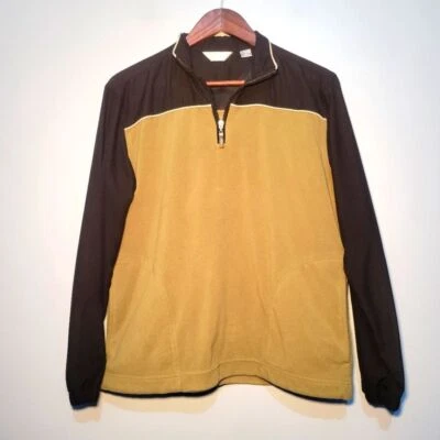 Callaway Para Hombres 1/4 Cremallera Bloques de Color Pullover Prendas Exteriores Chaqueta Negro Caqui Talla Med Foto 1 de 4