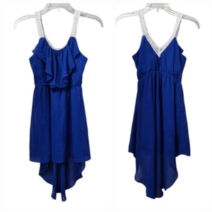 Rare Editions Girls Formal Dress Royal Blue High-Low Ruffled Party Sundress Nice - Picture 1 of 10