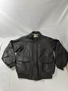 LL Bean X-Large Tall Goatskin Leather Flying Tiger Bomber A2 Jacket Black Flawed - Picture 1 of 19