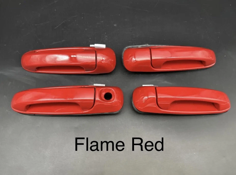 Juego de 4 manijas de puerta exteriores rojas llama para Dodge Ram 1500 02-08 Foto 1 de 4