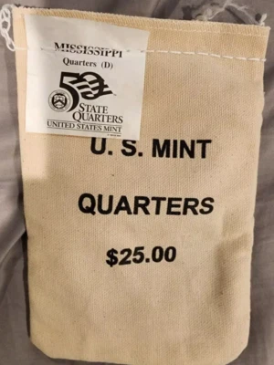 2002 D Mississippi State Quarters Unopened Bag in Mint Sealed Box QH4 (100 Coins - Image 1 of 2