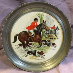 Borde de peltre de caza Fox Hunt y placa de baldosas de cerámica #2 - Imagen 1 de 6