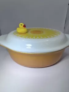 Vintage Pyrex #043 1.5 Qt Daisy (Promo Pattern) Sunflowers Orange - Picture 1 of 6