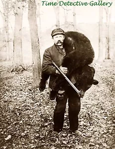 Hunter Carrying a Bear Kill - 1909 - Historic Photo Print - Picture 1 of 1