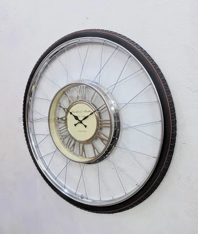 Large Wall Clock 28'' Bicycle Wheel Vintage Wall Clock Roman Numeric Fonts Gift Cover