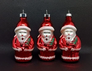 3 Vintage Glas Weihnachtsmann Ornamente halten Weihnachtsbäume 3,5" Übergabe Dekor - Bild 1 von 10