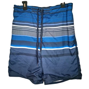 Pantaloncini da bagno Ocean Pacific OP da uomo surfista blu a righe foderati da tavola taglia M 32-34 - Foto 1 di 6