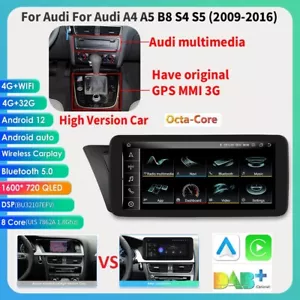 10.33" Touch Screen For Audi A4 A5 S4 S5 2009-2016 Android Auto Car Radio Stereo - Picture 1 of 22