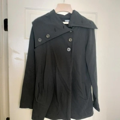 WOMENS LILLA P BLACK BUTTON CARDIGAN COWL NECK TOP M - Image 1 of 4