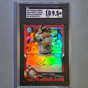 Bowman Chrome Garrett Cooper 2018 refractor rojo automático RC SSP #d/5 - SGC 9,5 como nuevo+ - Imagen 1 de 2