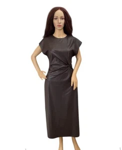 Zara Faux Leather Sleeveless Midi Dress(Brown) Size M - Picture 1 of 9