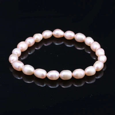 Pulsera de perlas barrocas de agua dulce para mujer blanca gris 7 8 mm joyería clásica de cuerda Foto 1 de 4