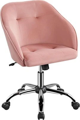 Pink Velvet Desk Chair Home Office Swivel Adjustable Height Back Support - Image 1 of 4