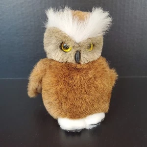 Cascade Toys Horned Brown Olw Plush 6" Stuffed Animal Yellow Eyes - Imagen 1 de 7